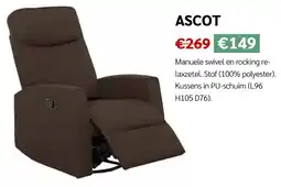 Crack Ascot Manuele Swivel en Rocking Relaxzetel aanbieding