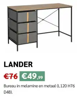 Crack Lander Bureau in melamine en metaal aanbieding