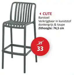 Weba Cute Barstoel Verkrijgbaar in kunststof donkergrijs & taupe aanbieding