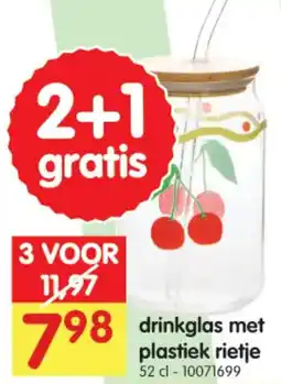 Yess Drinkglas met plastiek rietje aanbieding