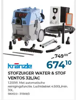 Meno Pro STOFZUIGER WATER & STOF VENTOS 32L/AC aanbieding