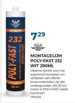 Meno Pro MONTAGELIJM POLY-FAST 232 WIT aanbieding