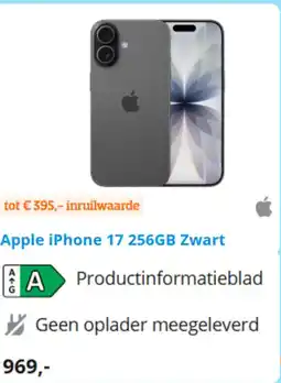 Coolblue Apple iPhone 17 256GB Zwart aanbieding