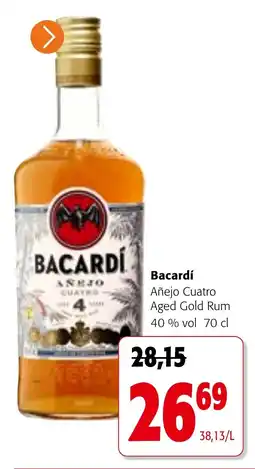 Colruyt Bacardí Añejo Cuatro Aged Gold Rum aanbieding