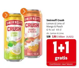 Colruyt Smirnoff Crush Lemon & Lime of Mango & Peach aanbieding
