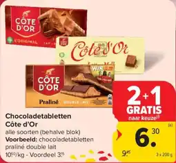 Carrefour Market Chocoladetabletten Côte d'Or aanbieding