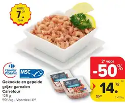 Carrefour Market Gekookte en Gepelde Grijze Garnalen Carrefour aanbieding