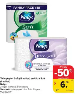 Carrefour Market Toiletpapier Soft en Ultra Soft Nalys aanbieding