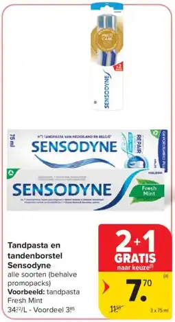 Carrefour Market Tandpasta en tandenborstel Sensodyne aanbieding