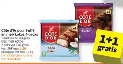 Albert Heijn Côte d'Or puur truffé en melk kokos aanbieding