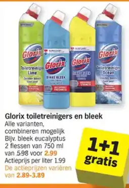 Albert Heijn Glorix toiletreinigers en bleek aanbieding