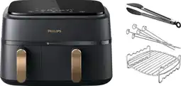 Coolblue Philips 3000 series Dual Basket NA352/00 + Dubbellaagse kookset aanbieding