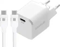 Coolblue BlueBuilt 65W GaN Usb C Oplader Wit + Usb C Kabel 240W 2m Nylon Wit aanbieding
