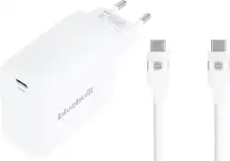 Coolblue BlueBuilt 100W GaN Usb C Oplader Wit + Usb C Kabel 240W 2m Nylon Wit aanbieding