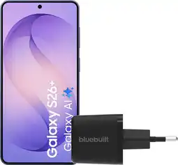 Coolblue Samsung Galaxy S26 Plus 512GB Donkerblauw 5G + BlueBuilt Oplader 45 Watt Zwart aanbieding