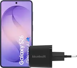 Coolblue Samsung Galaxy S26 256GB Donkerblauw 5G + BlueBuilt Oplader 45 Watt Zwart aanbieding
