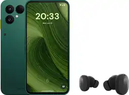 Coolblue Fairphone 6 256GB Groen 5G + Fairphone Fairbuds True Wireless Earbuds Zwart aanbieding