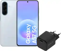Coolblue Samsung Galaxy A57 256 Go Bleu Clair 5G + BlueBuilt Chargeur avec Port USB-C 45 W Noir aanbieding