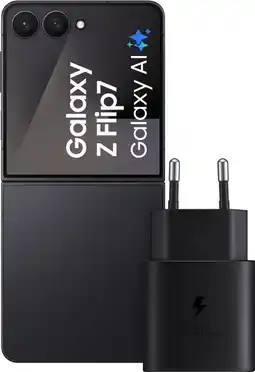 Coolblue Samsung Galaxy Z Flip 7 256GB Zwart 5G + Samsung Oplader 25 Watt Zwart aanbieding