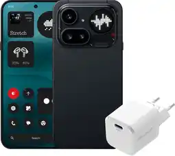 Coolblue Nothing Phone (4a) Pro 128Go Noir 5G + BlueBuilt Chargeur avec Port USB-C 45W Blanc aanbieding