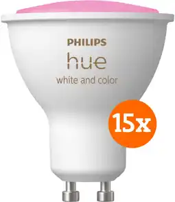 Coolblue Philips Hue White and Color GU10 Lot de 15 aanbieding