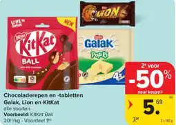 Carrefour Chocoladerepen en tabletten Galak, Lion en KitKat aanbieding
