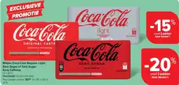 Carrefour Blikjes coca-cola regular, light, zero sugar of zero sugar zero caffeine aanbieding