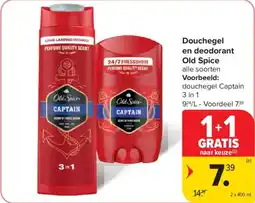 Carrefour Douchegel en Deodorant Old Spice aanbieding