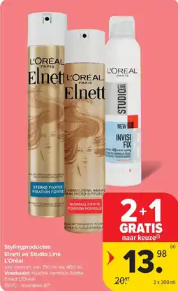 Carrefour Stylingproducten Elnett en Studio Line L'Oréal aanbieding