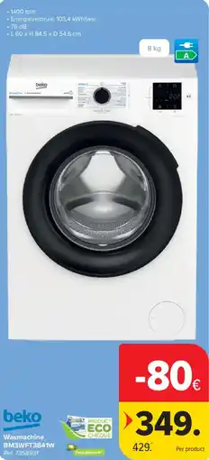 Carrefour beko Wasmachine BM3WFT3841W aanbieding