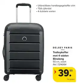 Carrefour Delsey Paris Trolleykoffer met 4 wielen Binalong aanbieding
