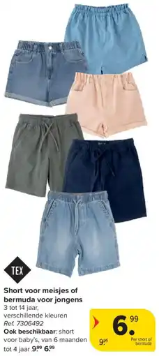 Carrefour Tex Short voor meisjes of bermuda voor jongens aanbieding