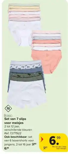 Carrefour Tex Basic Set van 7 slips voor meisjes aanbieding