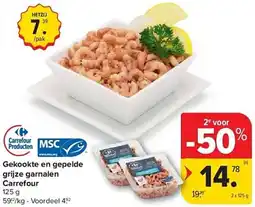 Carrefour Gekookte en gepelde grijze garnalen Carrefour aanbieding