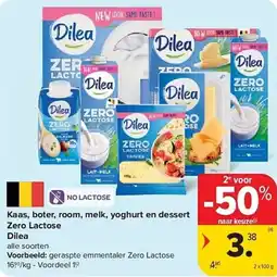 Carrefour Kaas, boter, room, melk, yoghurt en dessert Zero Lactose aanbieding