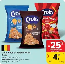 Carrefour Chips Rings en Patatas Fritas Croky aanbieding