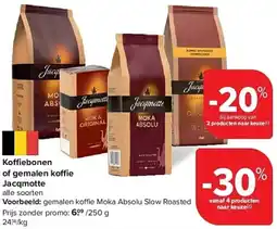 Carrefour Koffiebonen of Gemalen Koffie Jacqmotte aanbieding