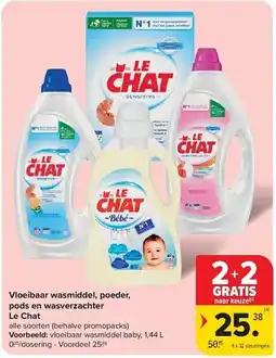 Carrefour Vloeibaar wasmiddel, poeder, pods en wasverzachter Le Chat aanbieding