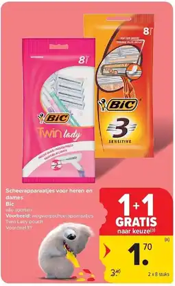 Carrefour Scheerapparaatjes voor heren en dames Bic aanbieding
