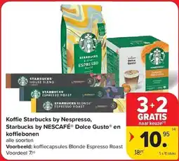 Carrefour Koffie Starbucks by Nespresso, Starbucks by Nescafé Dolce Gusto en koffiebonen aanbieding