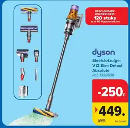 Carrefour Steelstofzuiger V12 Slim Detect Absolute aanbieding