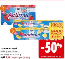 Colruyt Danone Actimel Multifruits 14 x 100 g aanbieding