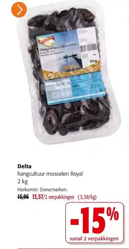 Colruyt Delta hangcultuur mosselen Royal 2 kg aanbieding