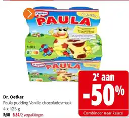 Colruyt Dr. Oetker Paula pudding Vanille-chocoladesmaak 4 x 125 g aanbieding