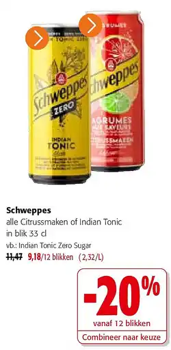 Colruyt Schweppes Indian Tonic Zero Sugar aanbieding
