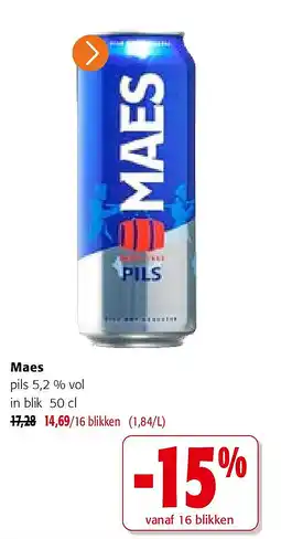 Colruyt Maes pils 5,2 % vol in blik 50 cl aanbieding