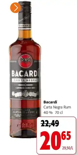 Colruyt Bacardí Carta Negra Rum 40 % 70 cl aanbieding