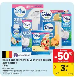 Carrefour Kaas, boter, room, melk, yoghurt en dessert Zero Lactose Dilea aanbieding