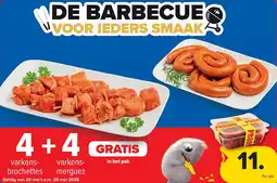 Carrefour 4 varkensbrochettes + 4 varkensmerguez aanbieding