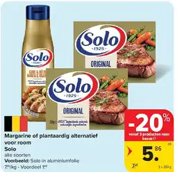 Carrefour Margarine of plantaardig alternatief voor room Solo aanbieding